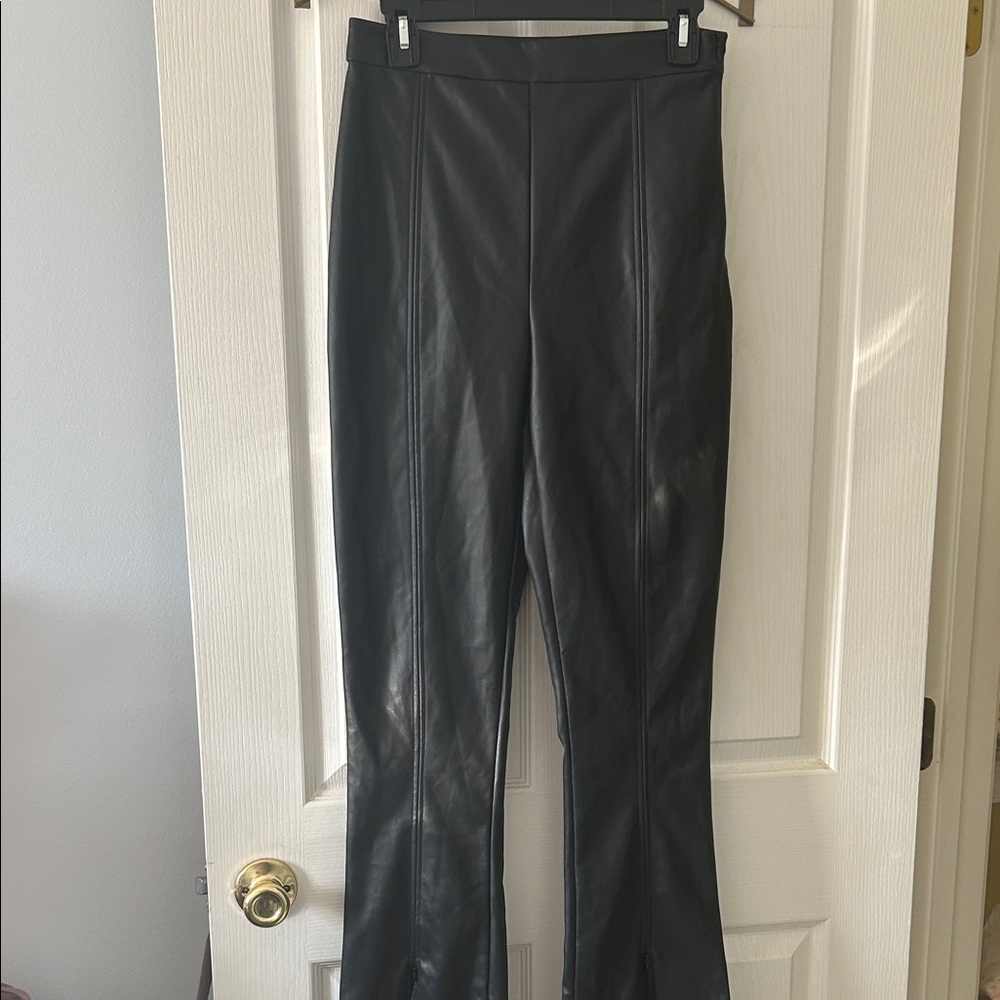 Topshop Black Flare Faux Leather Pants